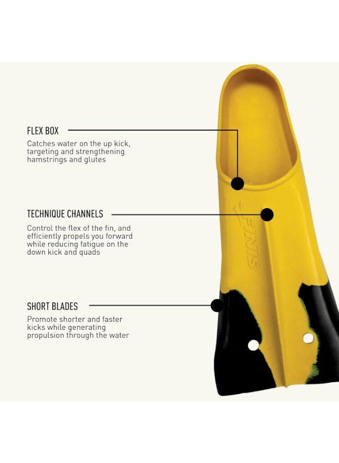 FINIS Z2 Gold Zoomers Swim Fins - Short Blade Training Fins for Strength & Speed - Natural Rubber Fit - Size E - Image 4
