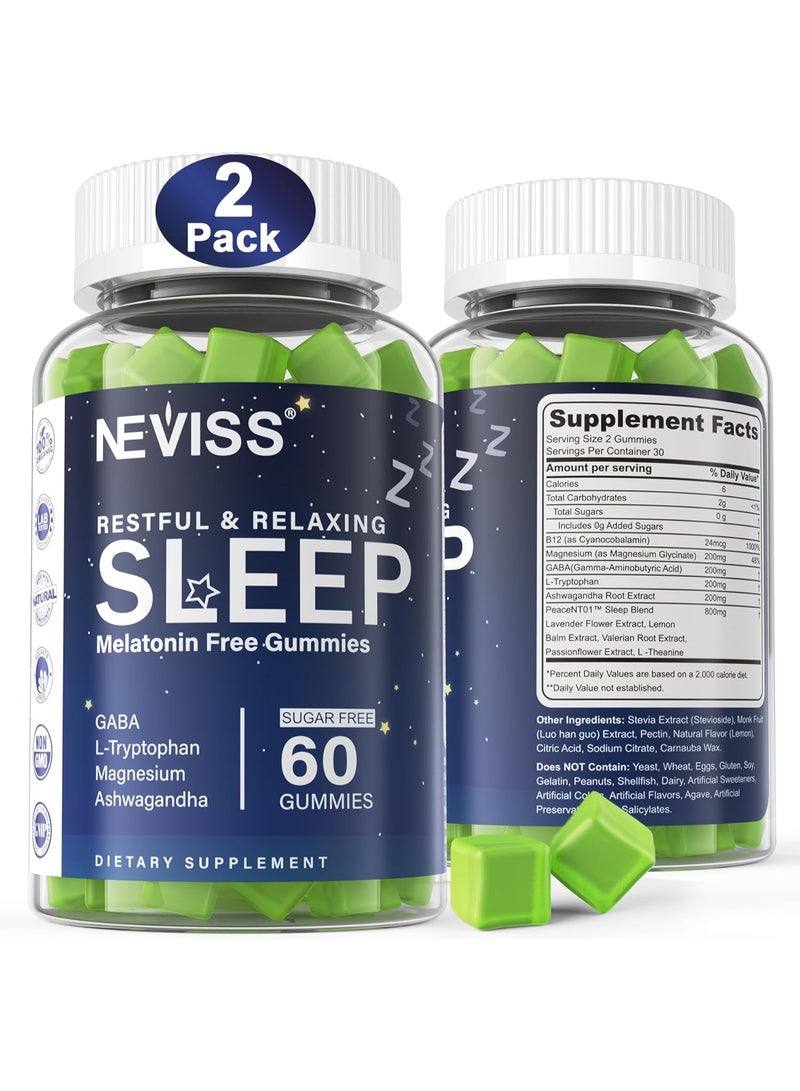 NEVISS Melatonin Gummies 3Mg Sugar Free Natural Zzz Aid With Magnesium Glycinate Wake Up Refreshed 120 Servings - Image 1