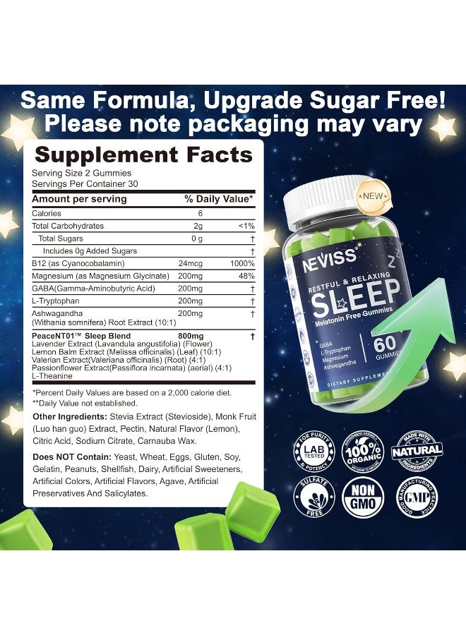 NEVISS Melatonin Gummies 3Mg Sugar Free Natural Zzz Aid With Magnesium Glycinate Wake Up Refreshed 120 Servings - Image 2