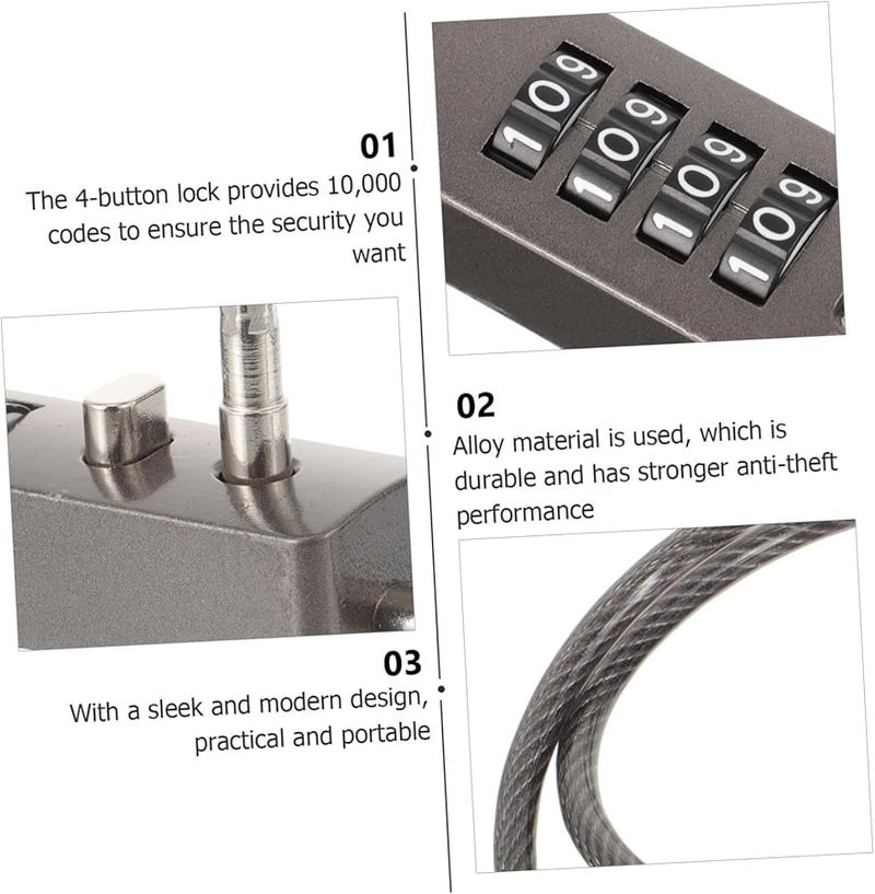 Resettable Combination Cable Lock for Luggage Bicycles Helmets Portable Travel Security - Image 5