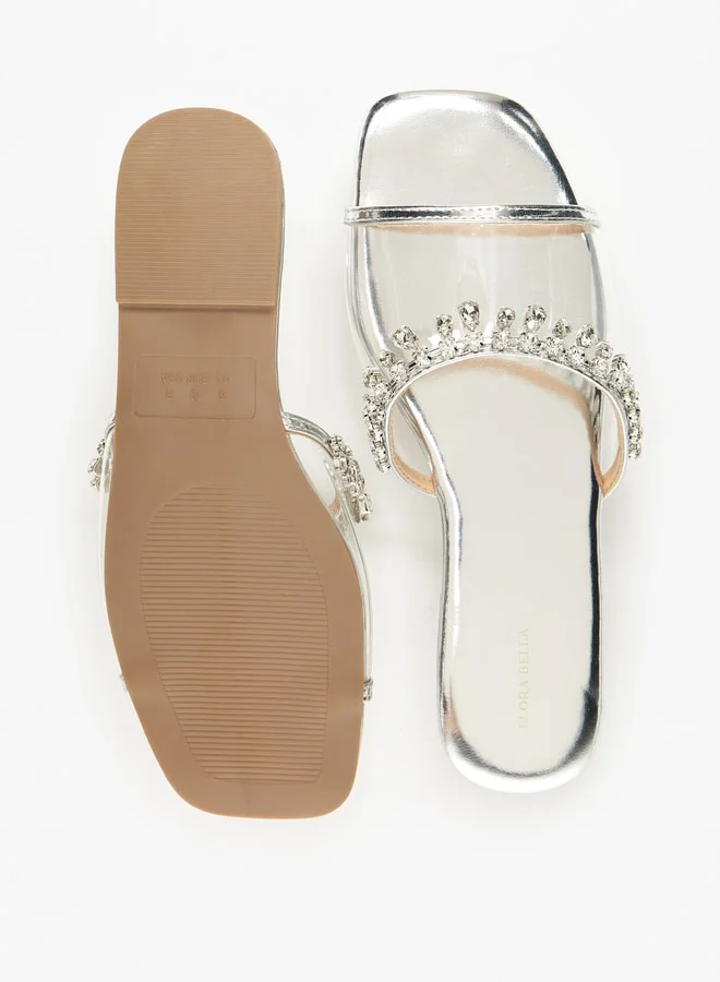فلورا بيلا من شو إكسبرس Women's Embellished Slip-On Slide Sandals Ramadan Collection