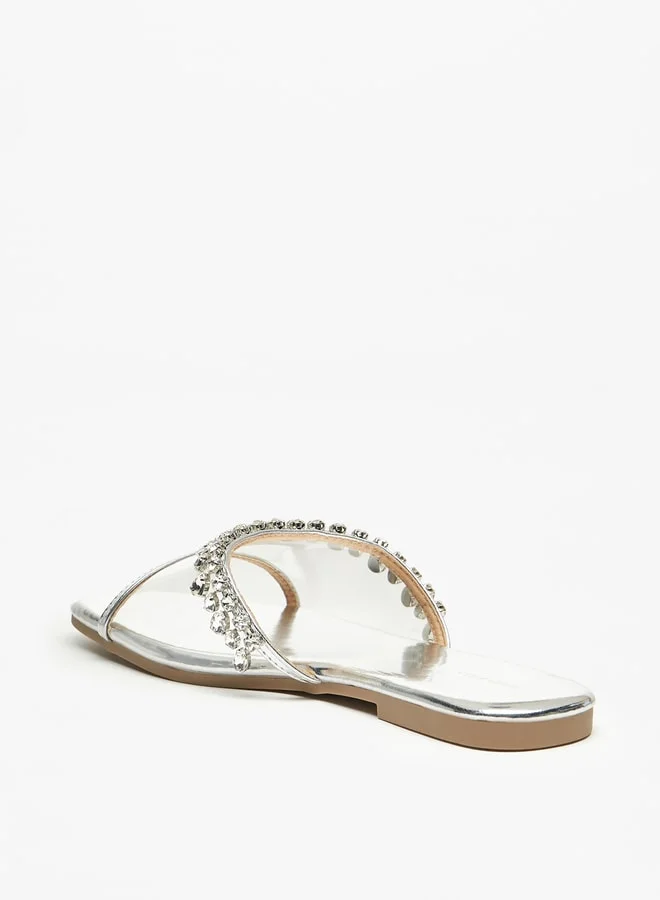 فلورا بيلا من شو إكسبرس Women's Embellished Slip-On Slide Sandals Ramadan Collection
