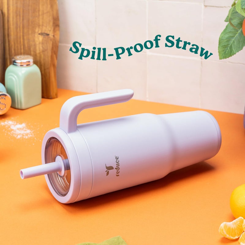 REDUCE Chiller Vacuum Insulated 40 oz Tumbler with Spill-Proof Silicone Straw - Sustainable Tritan Lid with Water Intake Markers - Soft Sit Base Travel Mug - Dishwasher Safe - Phantom - Image 5