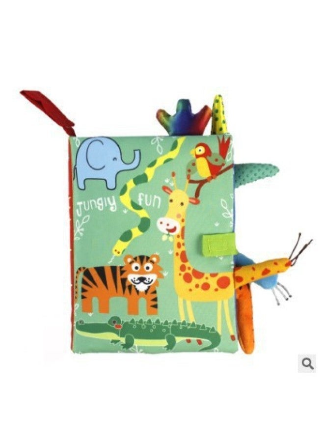 Tearable Fabric Book Baby Toy Book Sound Paper Enlightenment Book For Infants And Toddlers Interactive Sensory Development-Color:UAIBABI Brown Jungle Solid Tail Cloth Book  - Image 4