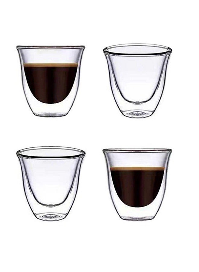 بيوينتي فنجان قهوة زجاجي فنجان شاي 4 عبوات لقهوة الاسبريسو 80 مل - Image 1