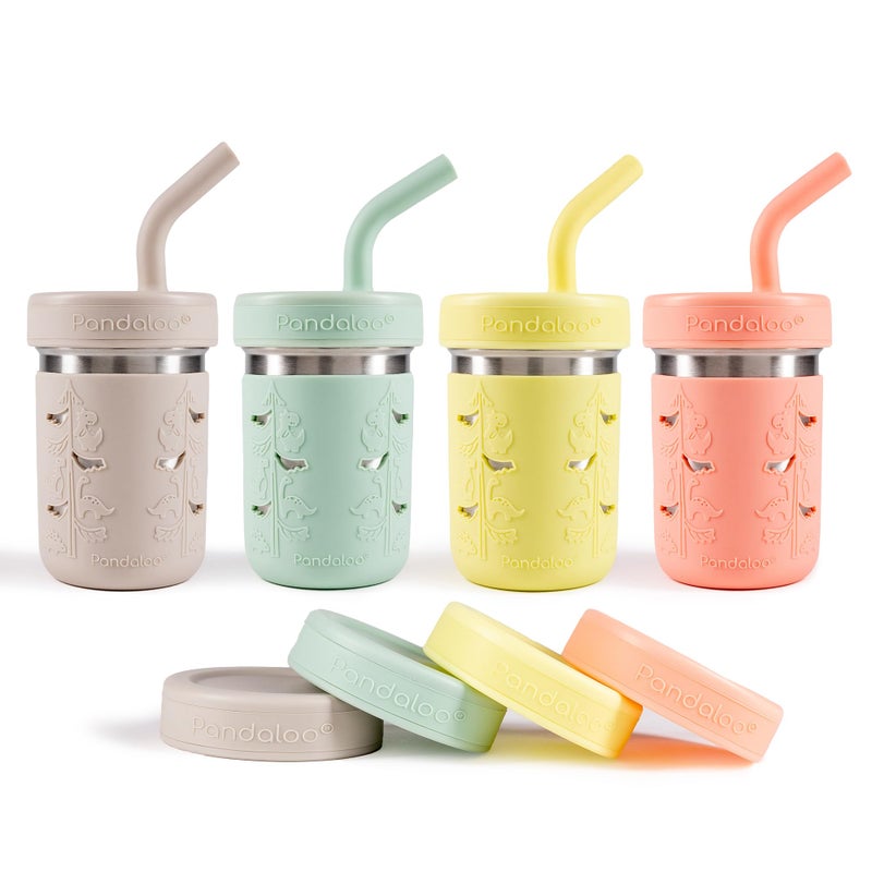 Pandaloo Smoothie Cups for Kids Stainless Steel Toddler Tumbler with Straw Sippy Cup for Smoothies BPAFree Toddler Snack Cups 10 oz