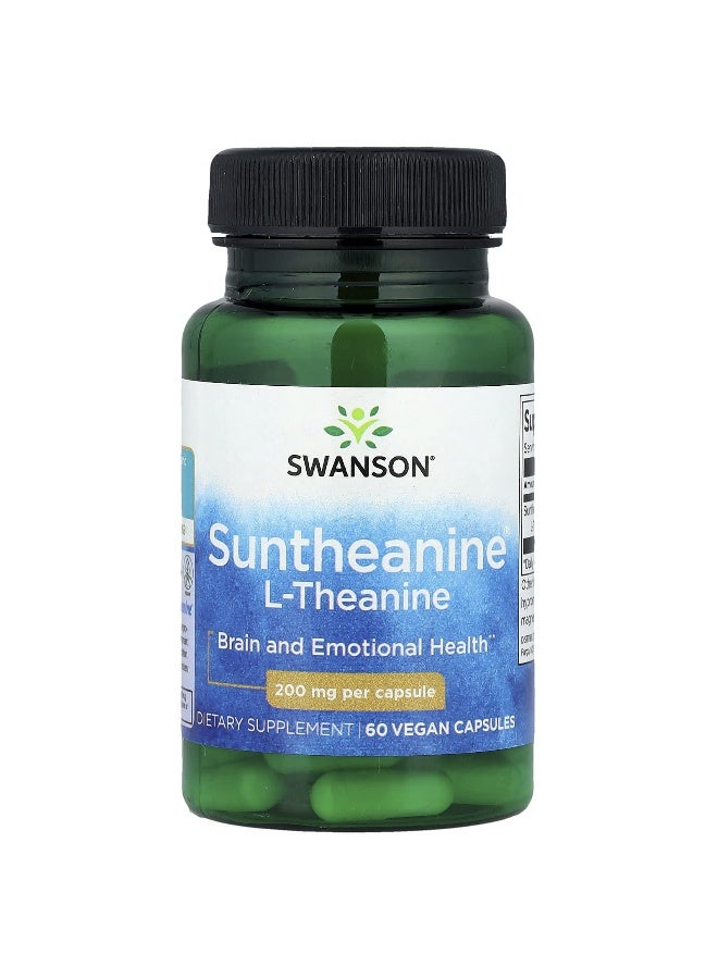 سوانسون، سونثينين® L-ثيانين، 200 ملغ، 60 كبسولة نباتية