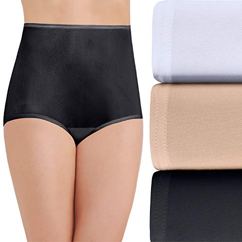 Vanity Fair womens Perfectly Yours Traditional Nylon Panties briefs underwear, 3 Pack - White/Black/Neutral, 12 US - Image 1