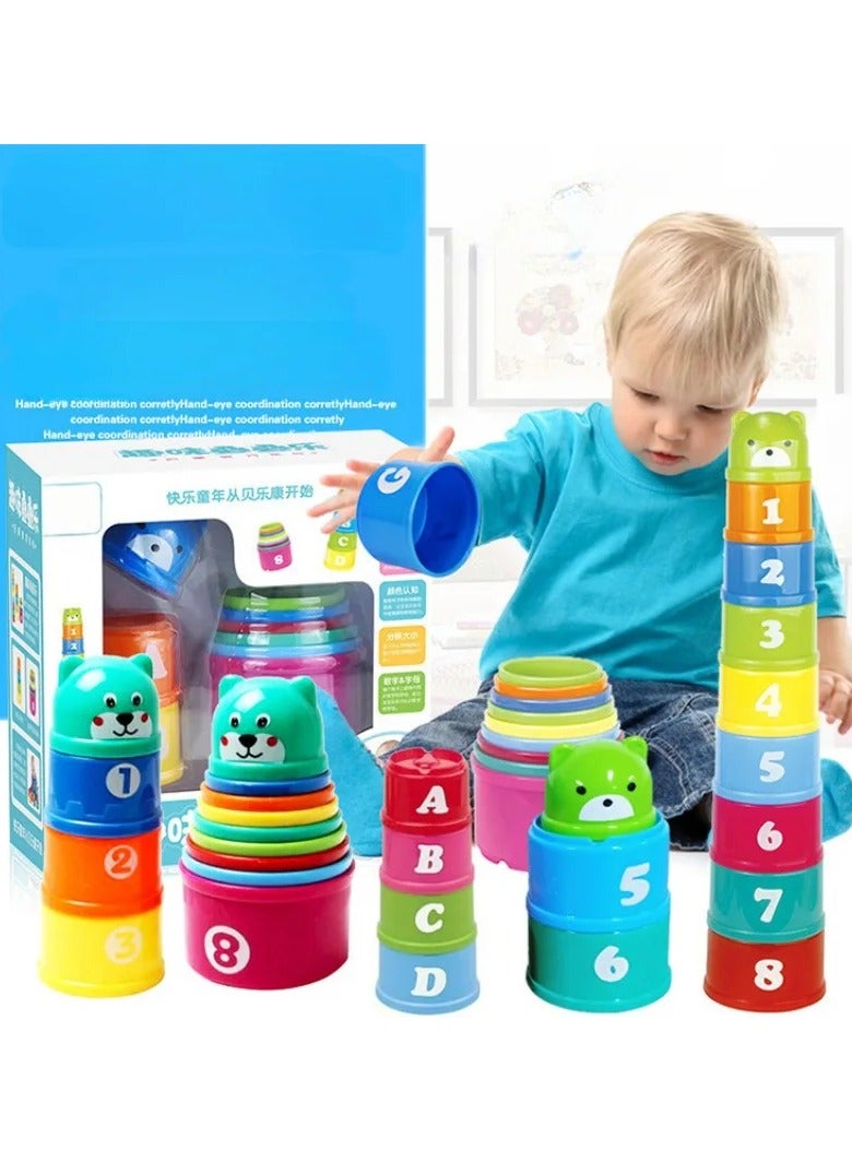 AROAQ Kid Brain Response Battle Fold Cup Hand Speed Competition Stack Game Early Education Puzzle Train Board Game Toy - Image 1