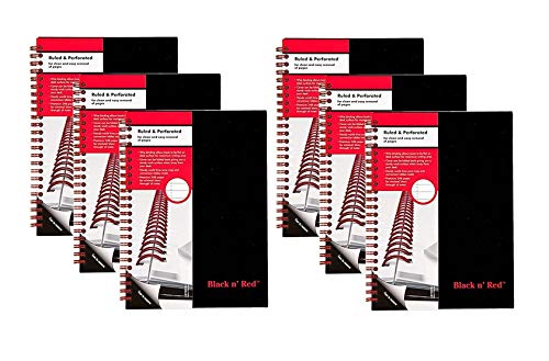 Black n' Red Twin Spiral Hardcover Notebook, Medium, Black/Red, 70 Ruled Sheets, Pack of 6 (L67000) - Image 1