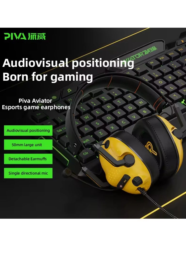 Beva A100 Wired Headphones with AUX Pin Port Virtual Channel with Microphone ENC Noise Cancelling Gaming Headset