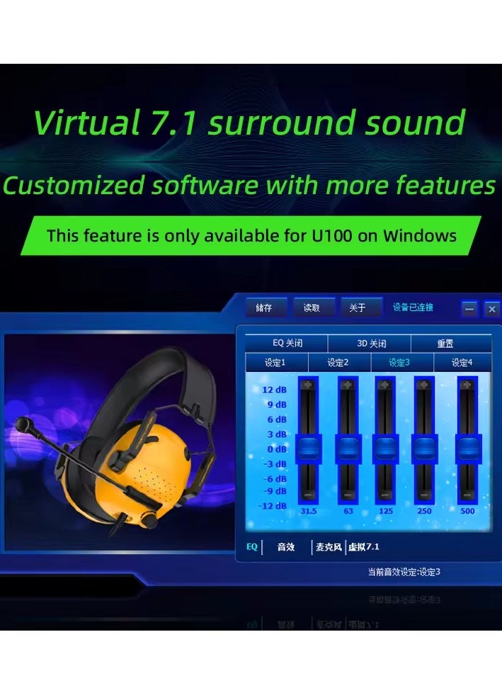 Beva A100 Wired Headphones with AUX Pin Port Virtual Channel with Microphone ENC Noise Cancelling Gaming Headset