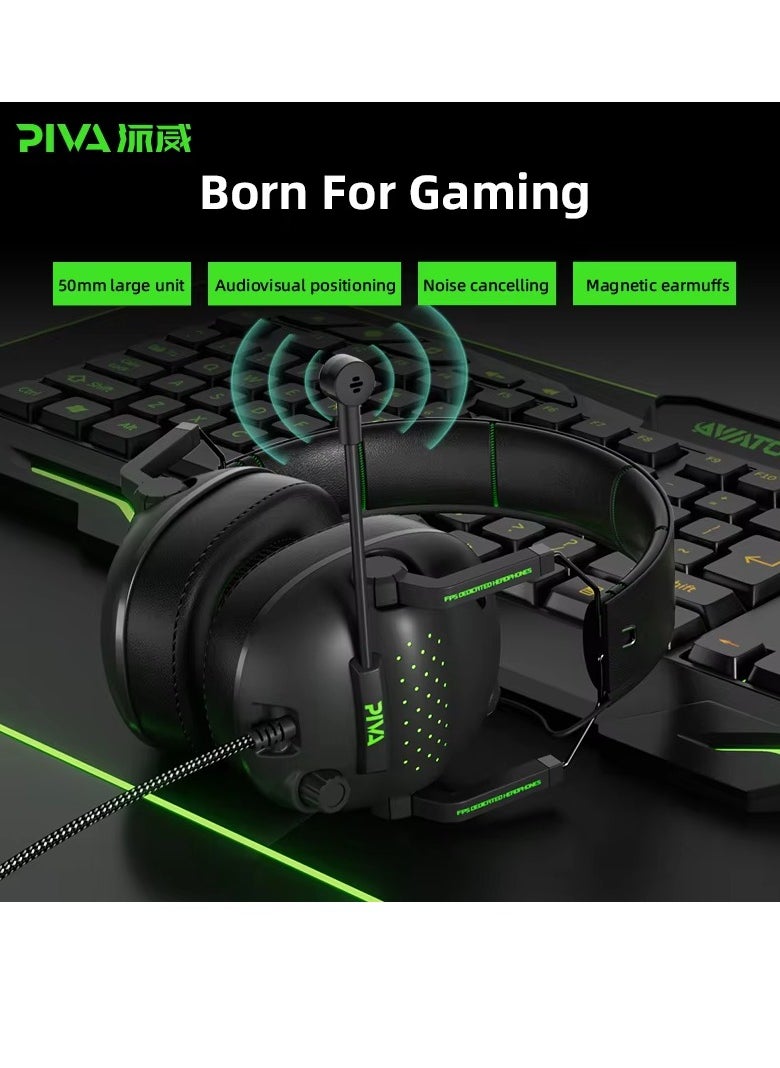 Beva A100 Wired Headphones with AUX Pin Port Virtual Channel with Microphone ENC Noise Cancelling Gaming Headset