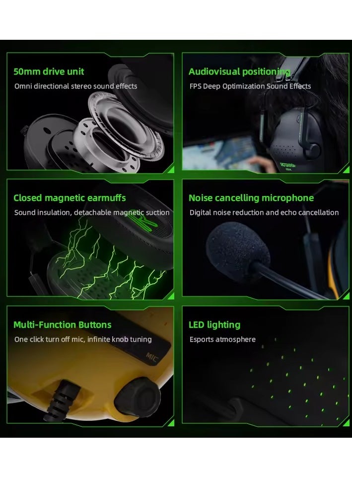 Beva A100 Wired Headphones with AUX Pin Port Virtual Channel with Microphone ENC Noise Cancelling Gaming Headset
