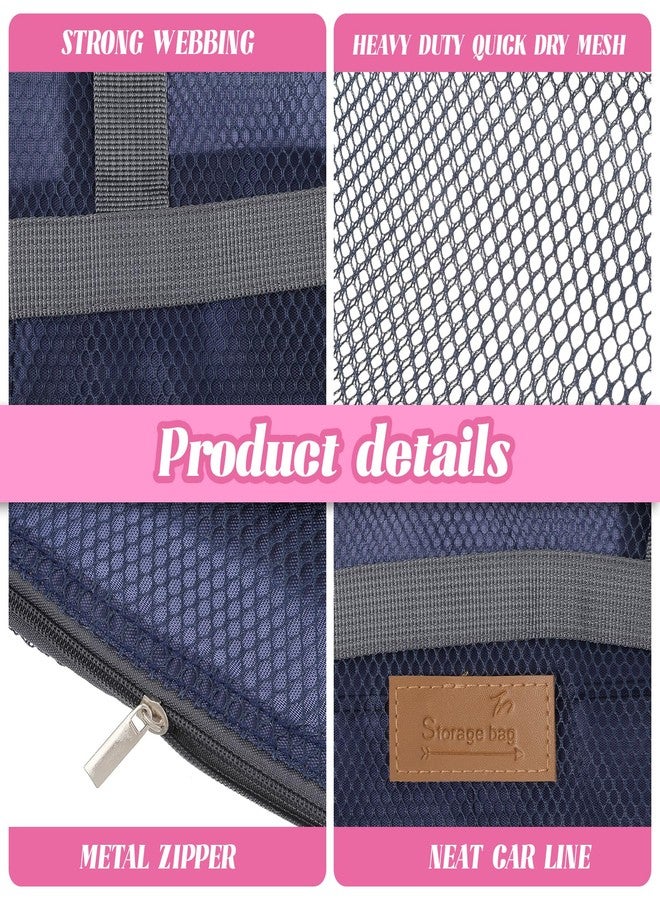 guduling 2 Pcs Shower Bag for Gym, Shower Caddy for Camping,12 x 12In Quick Dry Portable Mesh Shower Bag with Zipper Gym, Swimming, Camping, College Dorms, Beach(Black, Navy blue) - Image 4