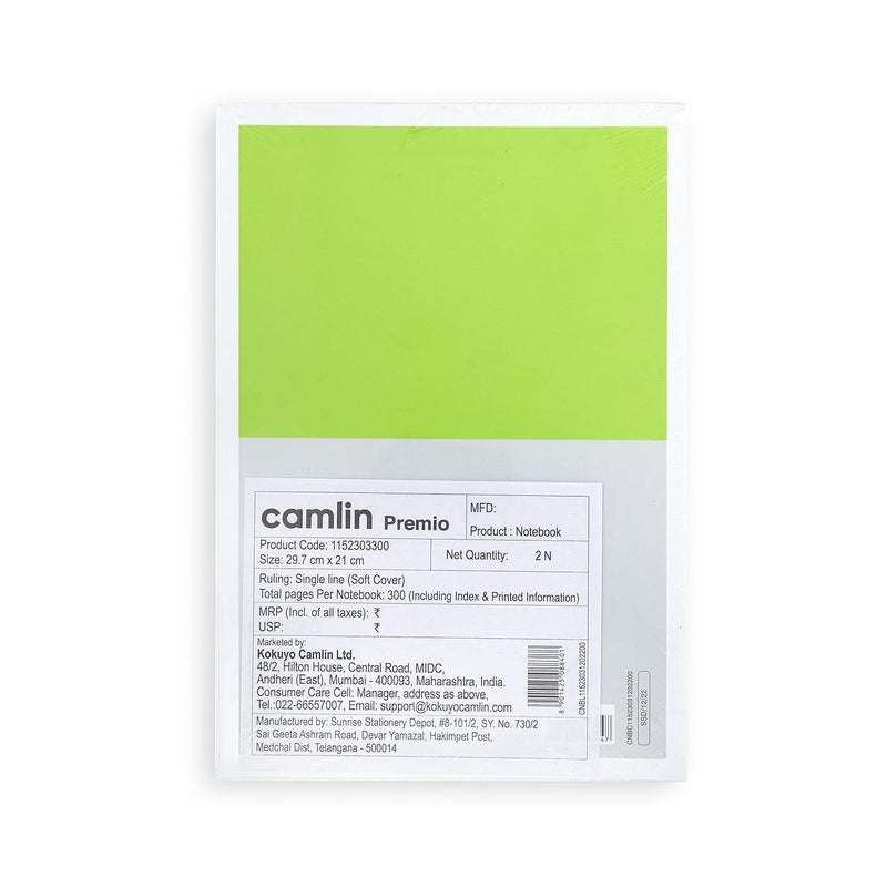 Camlin Premio 64 GSM Single Line 300 pages Notebook pack of 2 - Image 3