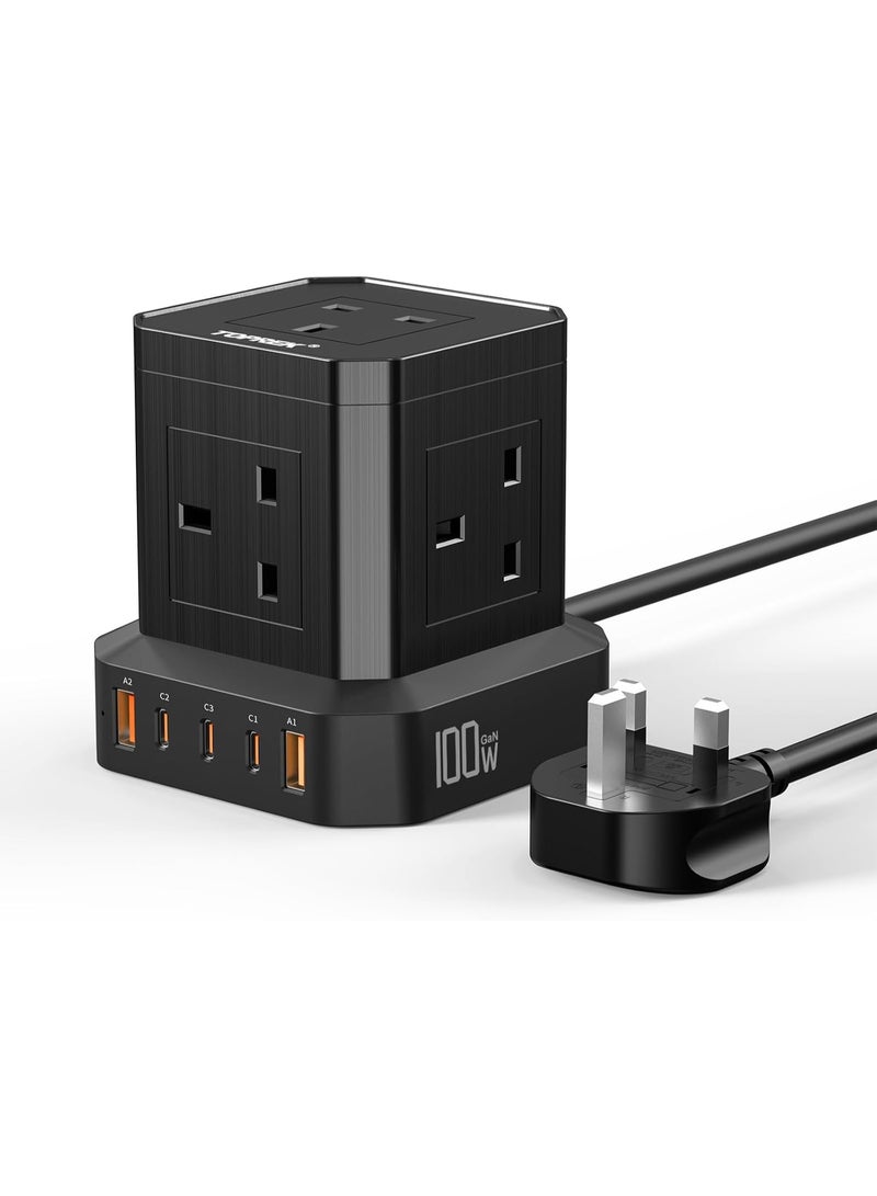TOPREK 100W PD3.0 Fast Charge Extension Lead with Usb Slots, Simultaneous Fast-charging of 10 devices, Usb Extension Cable Multi Plug Extension Socket - Image 1