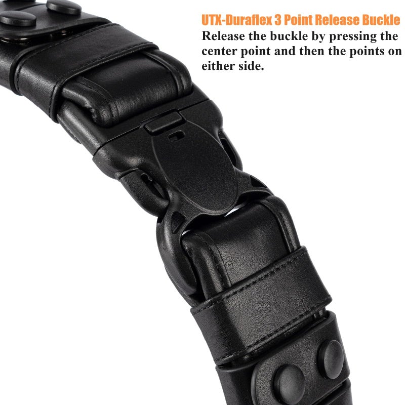 TACNEX Duty Belt w/Hook Lining Tri-Release Buckle 4 Keepers 2" Police Law Enforcement Security Outer Belt Plain Black L - Image 5