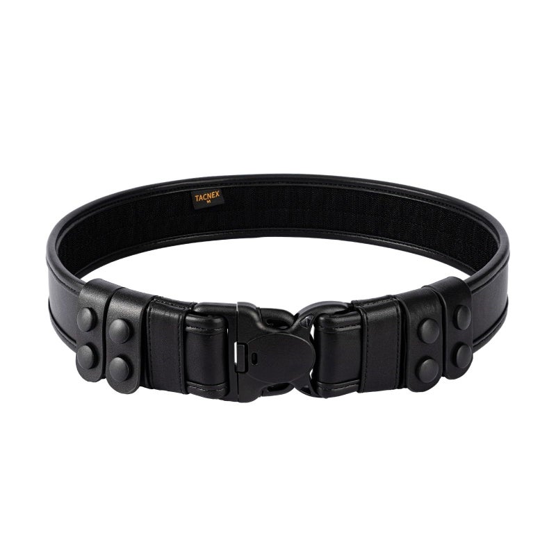 TACNEX Duty Belt w/Hook Lining Tri-Release Buckle 4 Keepers 2" Police Law Enforcement Security Outer Belt Plain Black L - Image 1