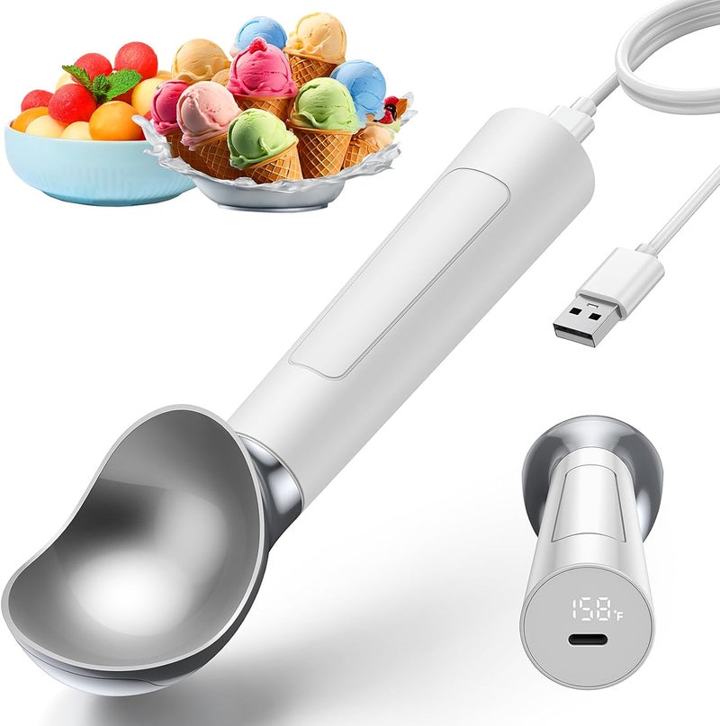Eujocyee Heated Ice Cream Scoop, Electric heated ice cream scoop that heats up to 158°F for hard ice cream, Easy to use with LED display, IP67 Waterproof Ice Cream Scoop,Easy to clean - Image 1
