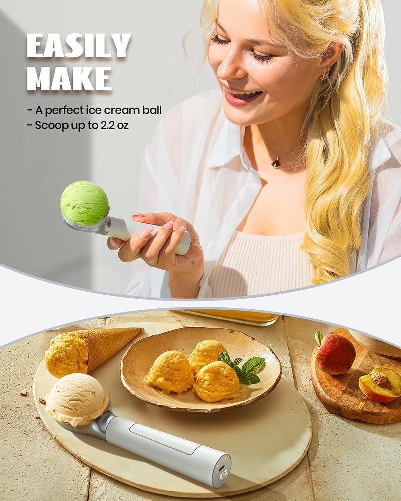 Eujocyee Heated Ice Cream Scoop, Electric heated ice cream scoop that heats up to 158°F for hard ice cream, Easy to use with LED display, IP67 Waterproof Ice Cream Scoop,Easy to clean - Image 3