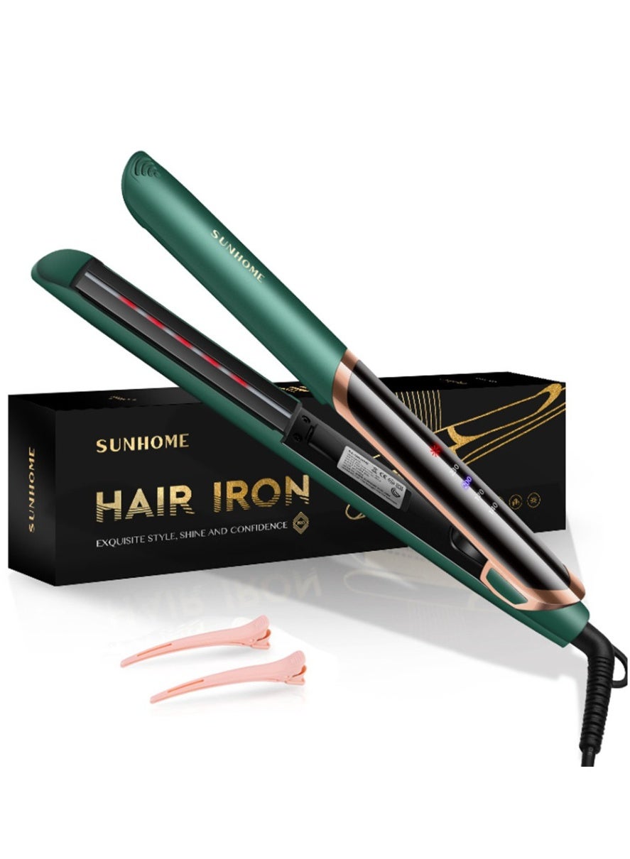 2 in 1 Hair Straightener Hair Straightener | Ceramic Coating Plates For Efficient Straightening Curl/Wave | 10 Second Heat up, Up to 230°C | Salon-quality Results At Home | S988 Green/Black
