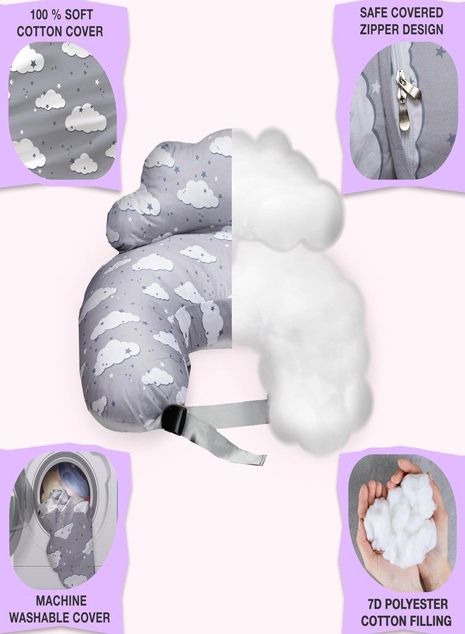 Proliva وسادة بروليفا للرضاعة الطبيعية للأطفال حديثي الولادة مع غطاء قابل للفصل، وسادة الرضاعة الطبيعية ودعم الرضاعة الطبيعية للأطفال، وسادة رضاعة مع غطاء قابل للإزالة (رمادي-مطر) - Image 4