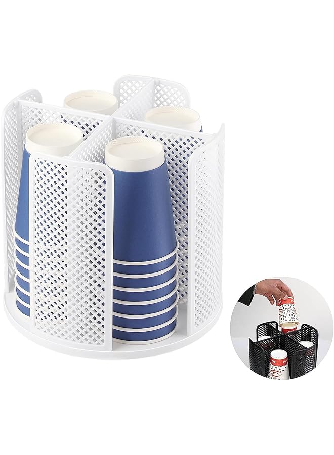 X spring منظم الأغطية القابل للدوران 360° لحامل أكواب القهوة مع 4 أقسام قابل للفصل لمحطة القهوة في المطبخ أو المكتب (أبيض) - Image 1