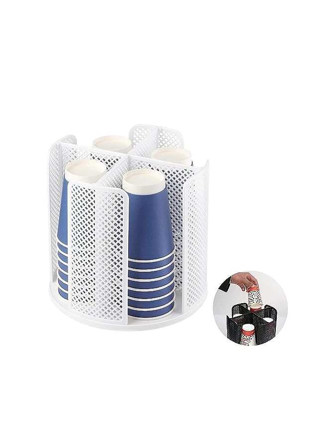 X spring منظم الأغطية القابل للدوران 360° لحامل أكواب القهوة مع 4 أقسام قابل للفصل لمحطة القهوة في المطبخ أو المكتب (أبيض) - Image 2