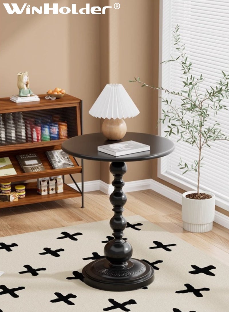 وين هولدر طاولة قهوة مستديرة، طاولة جانبية صغيرة لغرفة المعيشة، تصميم حديث وبسيط من الحديد المعدني، طاولة زاوية مقاومة للصدأ للاستخدام الداخلي والخارجي، أسود 40x40x52 - Image 3