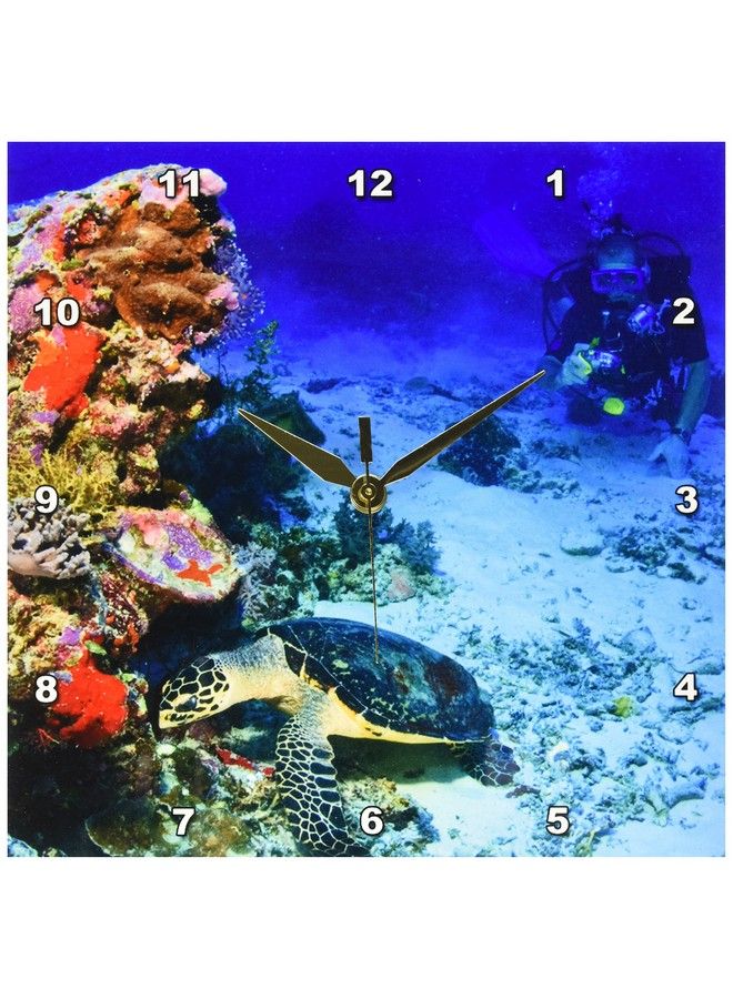 3DROSE Dpp_85183_1 Hawksbill Turtle Scuba Diver Micronesiaoc16 Sws0045Stuart Westmorlandwall Clock 10 By 10Inch - Image 1
