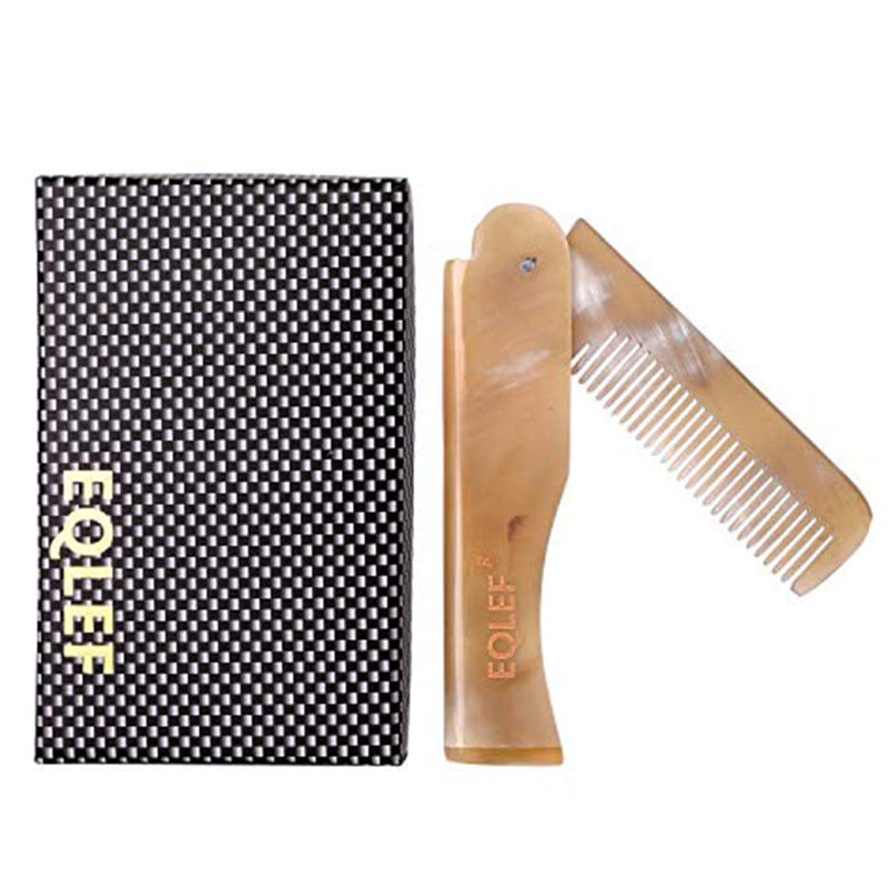 EQLEF Folding Comb, Elegant Pocket Folding Yak Horn Comb Wallet-fit Comb - Image 1