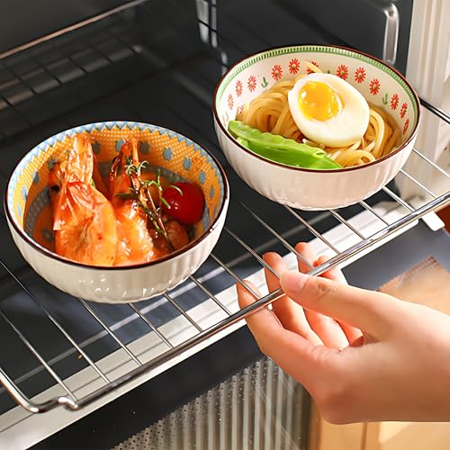 VELINEX® Ceramic Bowls, Japanese Style Breakfast Multipurpose Serving Porcelain Bowls Set for Maggi-Noodles, Rice, Dal, Soup, Fruits, Salad Cereal for Kitchen Gift Set (Multicolor, Pack of 6) - Image 5