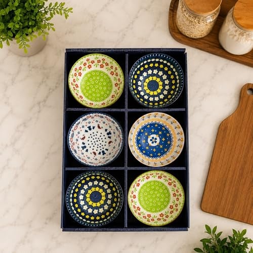 VELINEX® Ceramic Bowls, Japanese Style Breakfast Multipurpose Serving Porcelain Bowls Set for Maggi-Noodles, Rice, Dal, Soup, Fruits, Salad Cereal for Kitchen Gift Set (Multicolor, Pack of 6) - Image 4