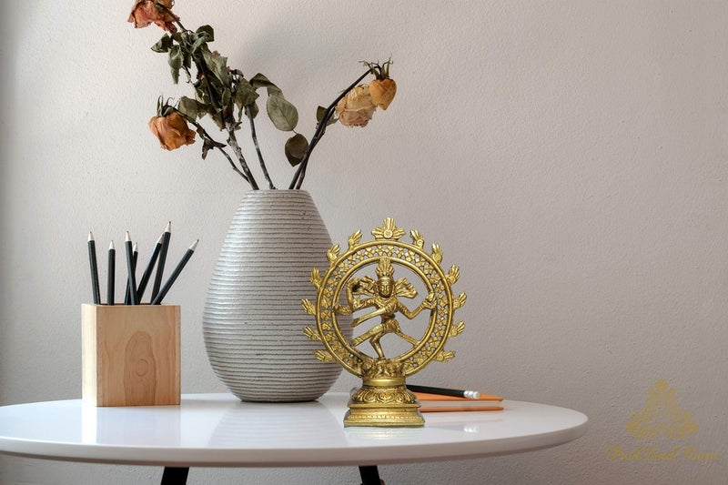 Pick End Now Brass Nataraja Statue | Handcrafted Lord Shiva Dancing Natraj Idol for Home Decor & Pooja (5x1.5x6 Inches, 390gm) - Image 3