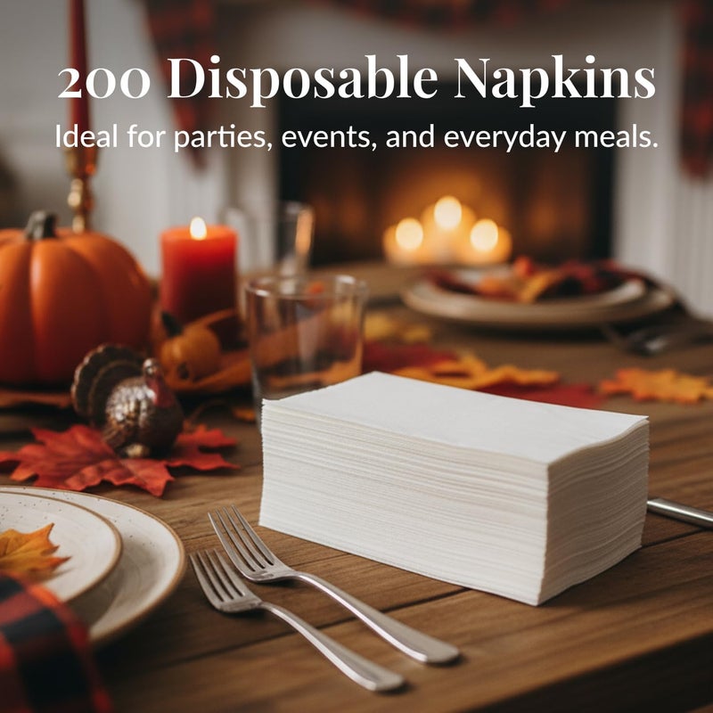 Prestee 200 Disposable Paper Hand Towels That Feel Like Linen Napkins, 2-Ply - Guest Towels, Wedding Paper Napkins, Disposable Napkin for Guest Bathroom, Parties, Dinners, Events (White)​ - Image 4