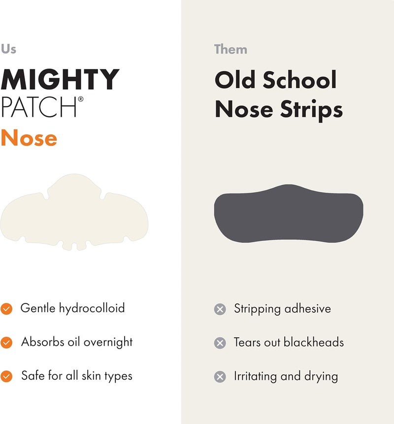 Mighty Patch Nose from Hero Cosmetics - XL Hydrocolloid Patches for Nose Pores, Pimples, Zits and Oil - Dermatologist-Approved Overnight Pore Strips to Absorb Acne Nose Gunk (10 Count) - Image 4