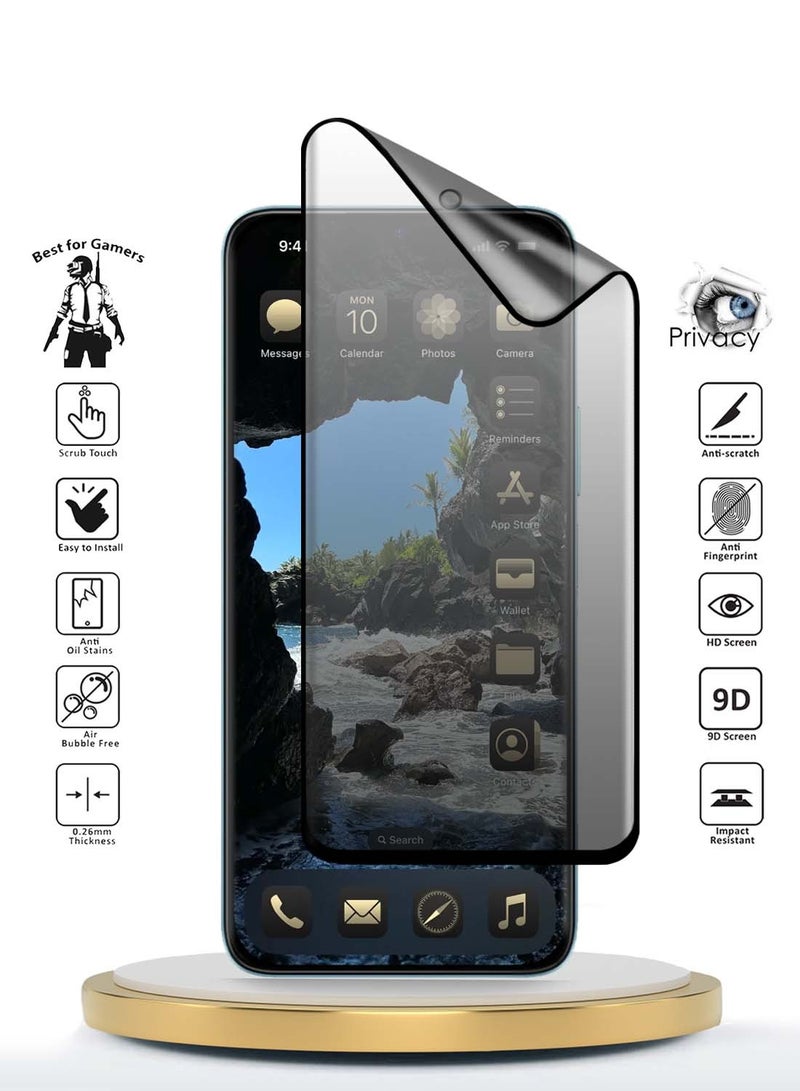 Wtech Honor Magic7 5G 2024 Nano Ceramic Privacy Full Glue Full Cover Matte Flexible Screen Protector - Clear/Black - Image 2