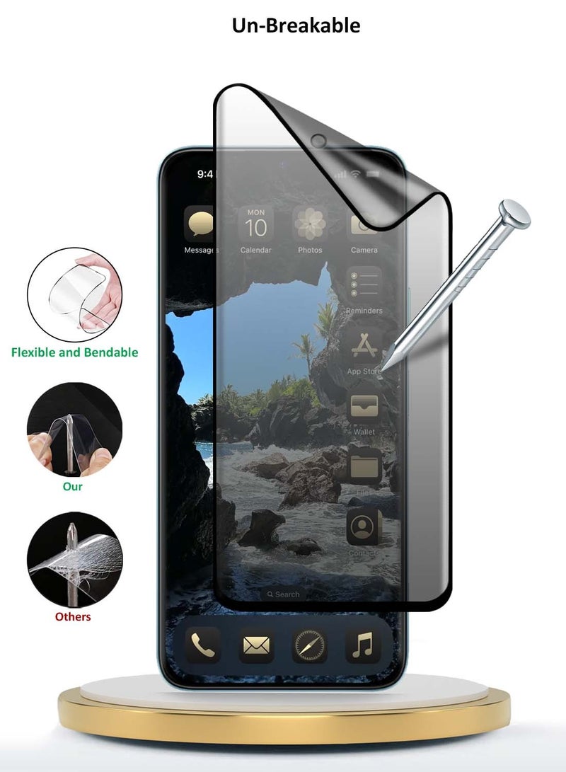 Wtech Honor Magic7 5G 2024 Nano Ceramic Privacy Full Glue Full Cover Matte Flexible Screen Protector - Clear/Black - Image 3
