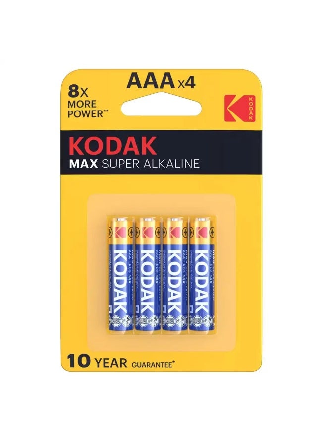 Kodak Max Super Alkaline Battery AAA 1.5V Battery Pack of 4pcs