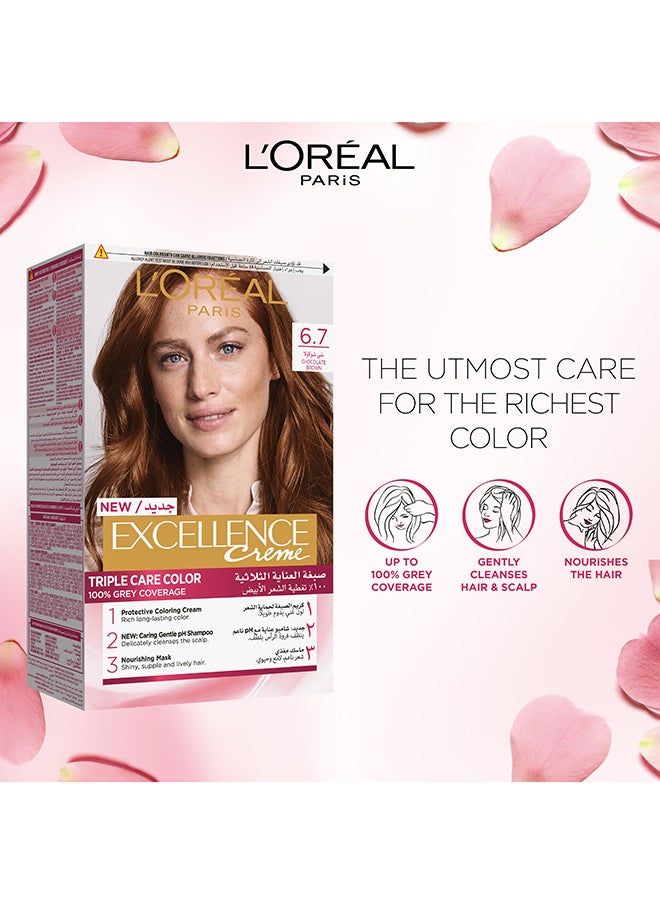 L'OREAL PARIS - Excellence Crème Permanent Hair Color 6.7, Chocolate Brown - Image 1