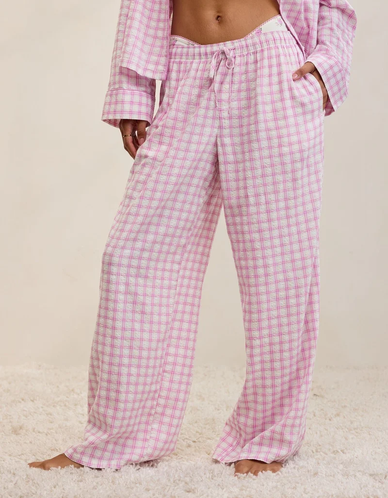 OVERSLEPT by Aerie Seersucker Trouser Pant