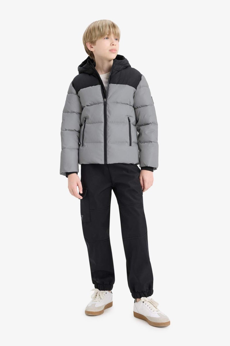 DeFacto Boy Hooded Water Repellent Fleece Lined Puffer Jacket - Image 4