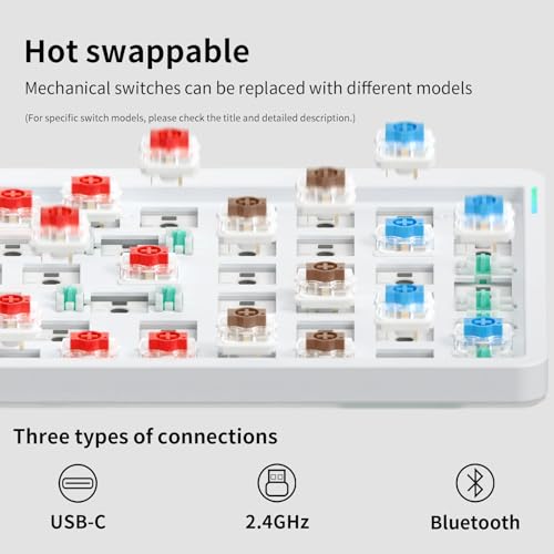 nuphy Air96 V2 Wireless Mechanical Keyboard,100 Keys RGB Backlit Keyboard,Supports Bluetooth 5.1,2.4G and Wired Connection,for PC/Laptop/Windows/Mac -Grey Gateron Aloe Switch - Image 5
