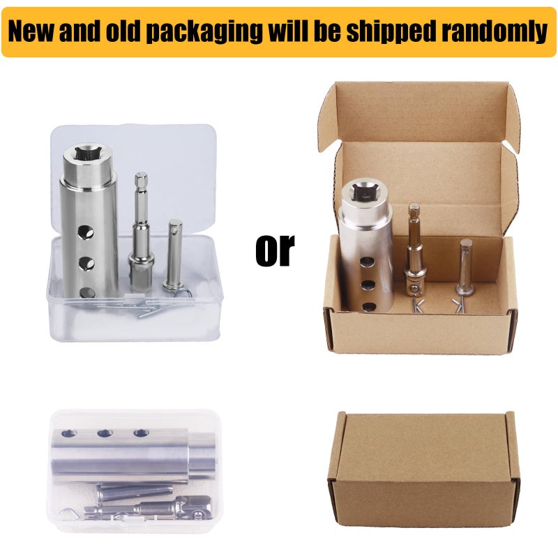 Moalaok Trailer Jack Drill Adapter Compatible with 1 Inch Jack Drive Shaft Stainless Steel Handle Cordless Drill Adapter with Socket Bit Attachment for Top Wind Trailer Crank - Image 4
