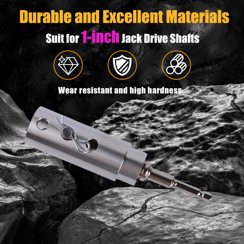 Moalaok Trailer Jack Drill Adapter Compatible with 1 Inch Jack Drive Shaft Stainless Steel Handle Cordless Drill Adapter with Socket Bit Attachment for Top Wind Trailer Crank - Image 3