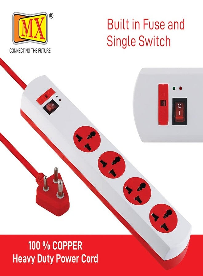 MX 4‑Socket Universal Extension Board 240 V with Surge Protector - Master Switch, LED Power Indicator, 1.5 m Cable, Spike Guard, Auto‑Detect Plug - Image 5
