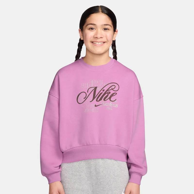 نايكي Kids' Sportswear Club Boxy Sweatshirt (Older Kids)