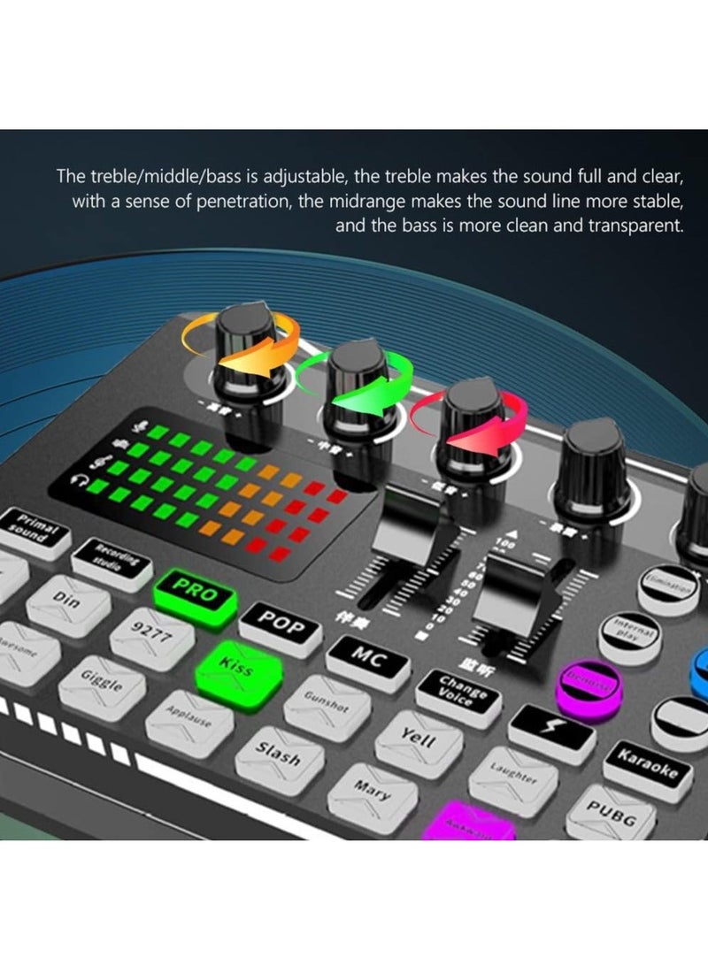 F998 Sound Card with 16 Sound Effects Audio Recording Sound Mixer Audio Mixing Console Amplifier for Phone PC - Image 4