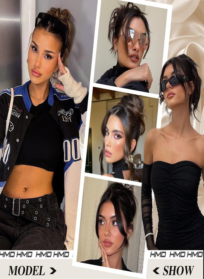 HMD Tousled Updo Messy Bun Hair Piece Hair Extension Ponytail With Elastic Rubber Band Updo Extensions Hairpiece Synthetic Hair Extensions Scrunchies Ponytail Hairpieces for Women(Dark Brown) - Image 4